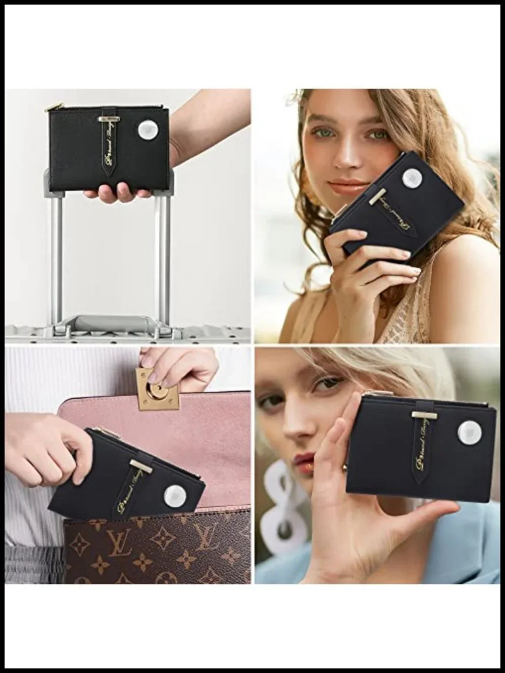 RFID Passport Wallet with Airtag Holder, Travel Document Organizer for Women,